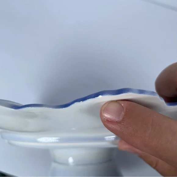 Vintage Floral Blue Pedestal Cake Stand Home Decor Fruit Display Centerpiece - Picture 12 of 12